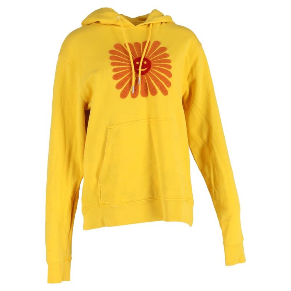 Sandro Paris Embroidered Hoodie in Yellow Cotton